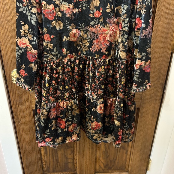 Easel Floral Velvet Multicolor Open Boho Women's Cardigan Medium - Picture 9 of 11